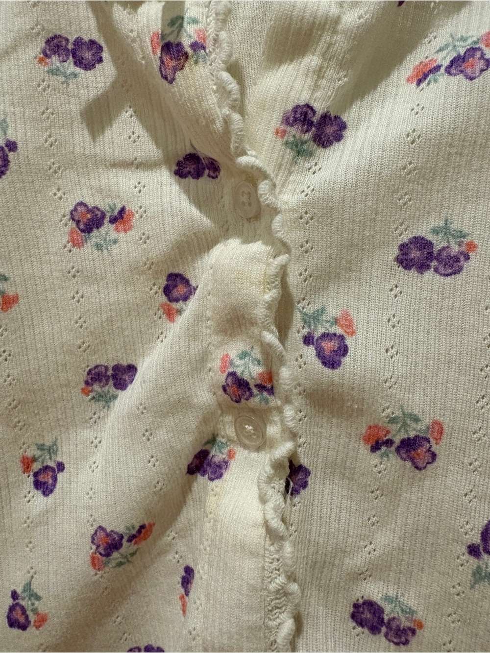 Old Navy Cream Cardigan with Pink & Purple Floral Print - Picture 3 of 4